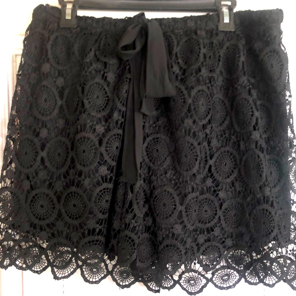 Dressy, black crocheted shorts